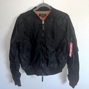 Black Mens M Bomber Jacket - Full Zip with Pockets